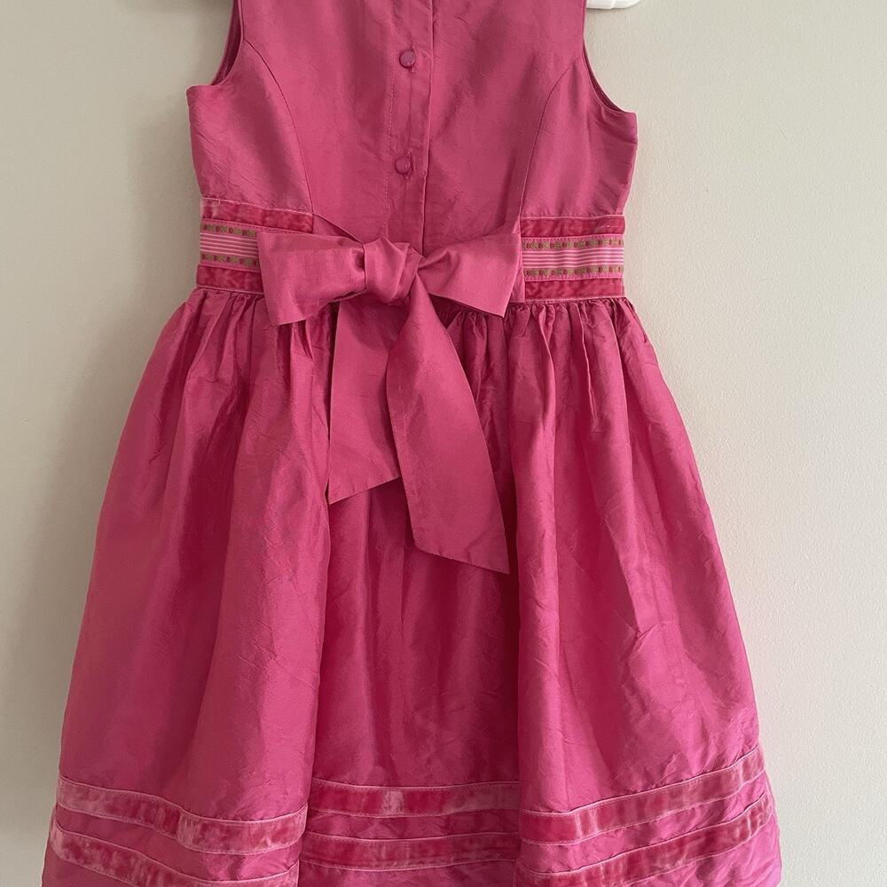 VTG Lilly Pulitzer Girls Pink 100% Silk Dress Bow Sash Special Occasion Party 4 - Picture 5 of 15